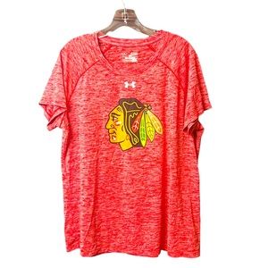 Chicago Blackhawks Under Armour Loose Fit HeatGear Tee Heather Red Sz XL/TG/EG